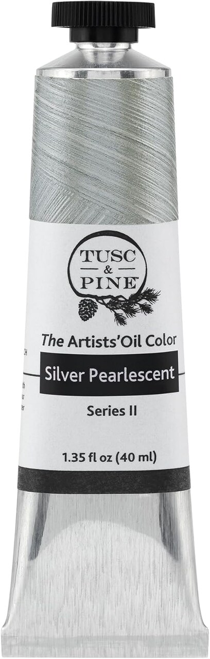 Artist Oil Paint - Silver Pearlescent, 40 ml, Non-Yellowing, Rich & Creamy Consistency, Maximum Pigment Load, Small Batch Milled Oil Paints Made in The USA for Professional Artists